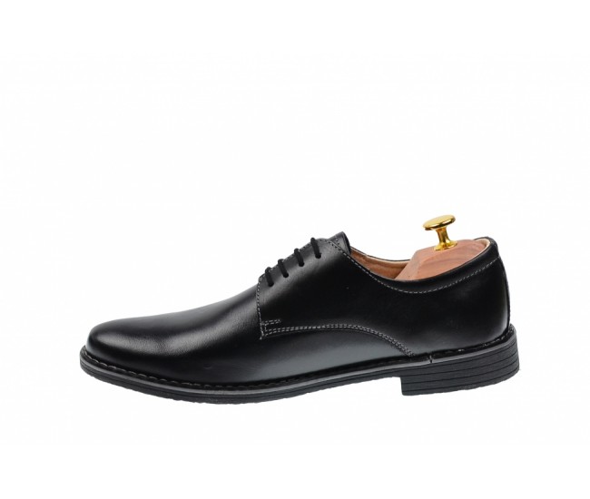 Pantofi barbati, model casual, din piele naturala, negru box  - 859N