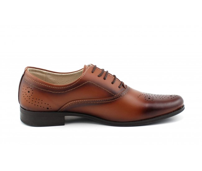 Pantofi barbati office, eleganti din piele naturala maro - 887MD