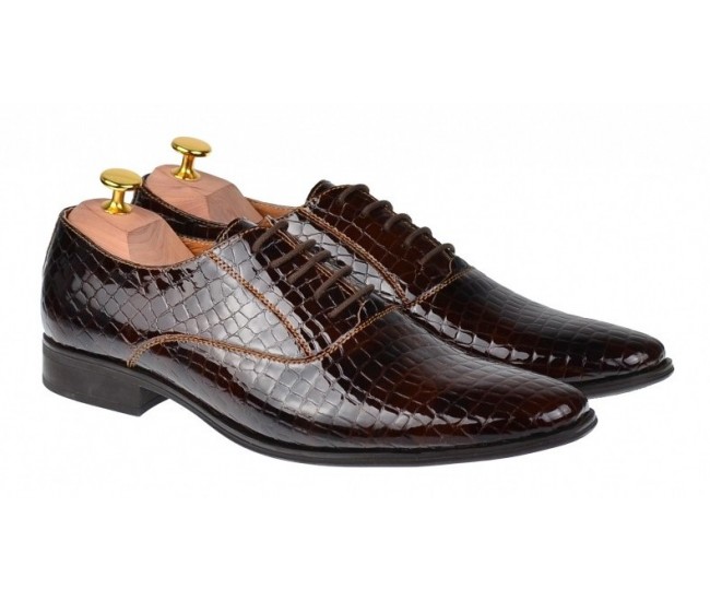 Pantofi barbati eleganti din piele naturala Corco Lac Maro 888CROCM