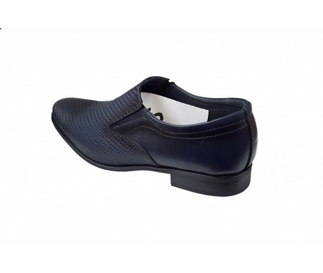 Pantofi barbati eleganti, din piele naturala, Bleumarin, cu elastic - CIUCALETI SHOES - 891BLM