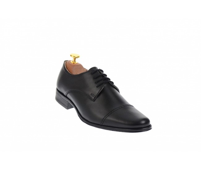Pantofi barbati eleganti din piele naturala neagra - 959NBOX