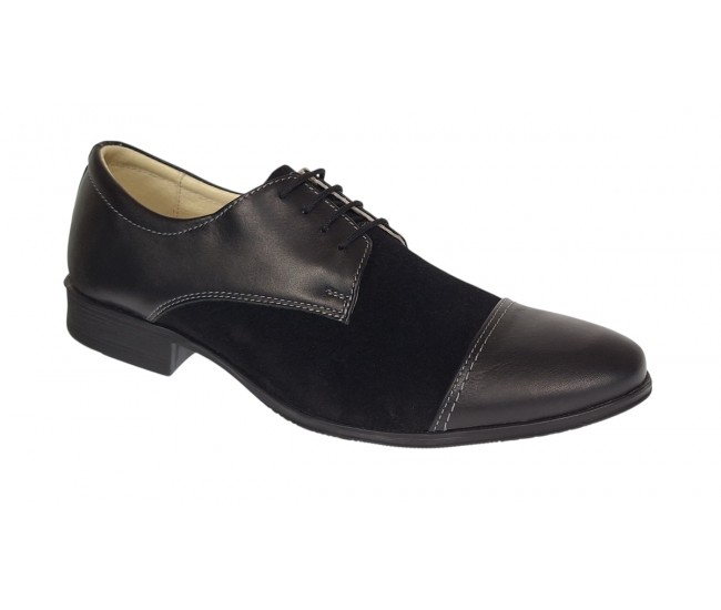 Pantofi barbati eleganti din piele naturala box cu piele intoarsa - 959NBV Marimea 40