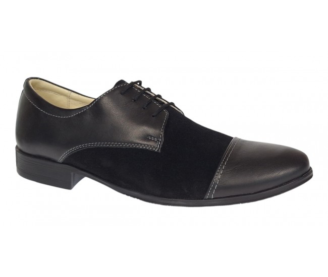 Pantofi barbati eleganti din piele naturala box cu piele intoarsa - 959NBV Marimea 40