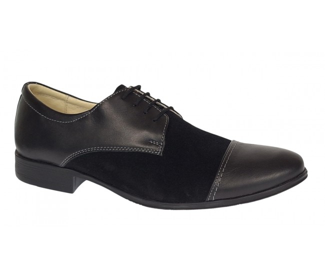 Pantofi barbati eleganti din piele naturala box cu piele intoarsa - 959NBV Marimea 40