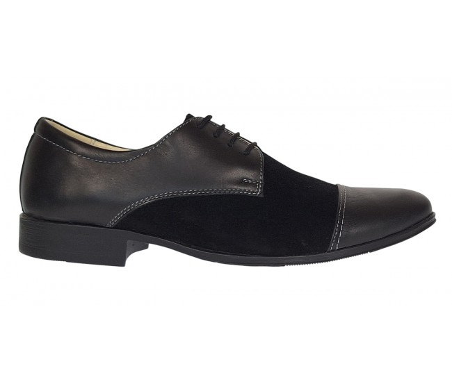 Pantofi barbati eleganti din piele naturala box cu piele intoarsa - 959NBV Marimea 40