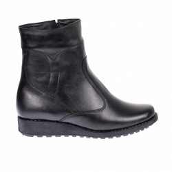 Ghete dama, casual, din piele naturala, cu fermoar, negre, imblanite - 964N Ghete dama, casual, din piele naturala, cu fermoar, negre, imblanite - 964N