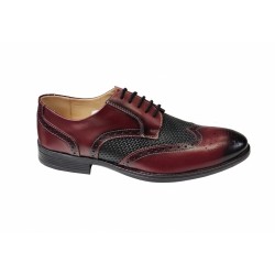 Pantofi barbati eleganti, din piele naturala Bordo si Negru, CIUCALETI SHOES, 993VISN