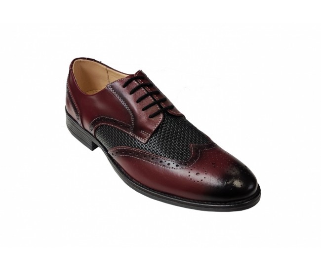 Pantofi barbati eleganti, din piele naturala Bordo si Negru, CIUCALETI SHOES, 993VISN