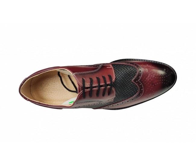 Pantofi barbati eleganti, din piele naturala Bordo si Negru, CIUCALETI SHOES, 993VISN
