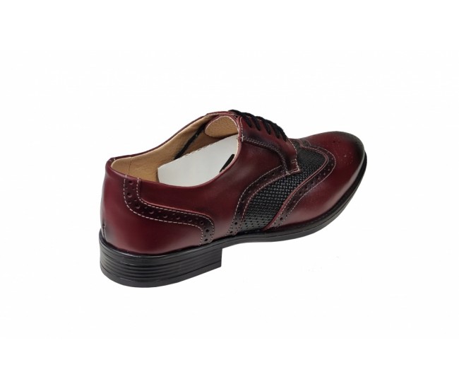 Pantofi barbati eleganti, din piele naturala Bordo si Negru, CIUCALETI SHOES, 993VISN