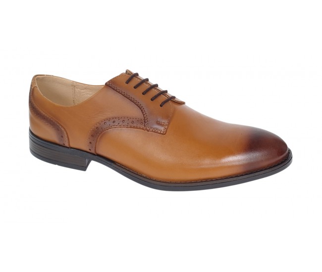 Pantofi barbati eleganti din piele naturala maro deschis - Marimea 43