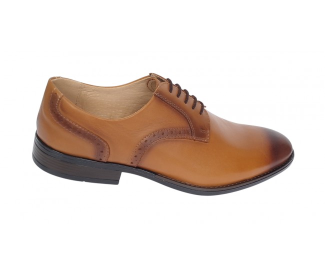 Pantofi barbati eleganti din piele naturala maro deschis - Marimea 43