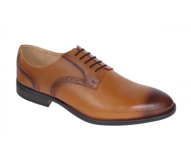Pantofi barbati eleganti din piele naturala maro deschis - Marimea 43