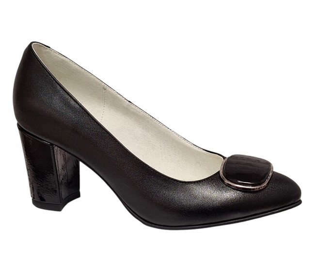 Pantofi dama office eleganti din piele naturala cu toc de 7cm - Model Arinna Negru
