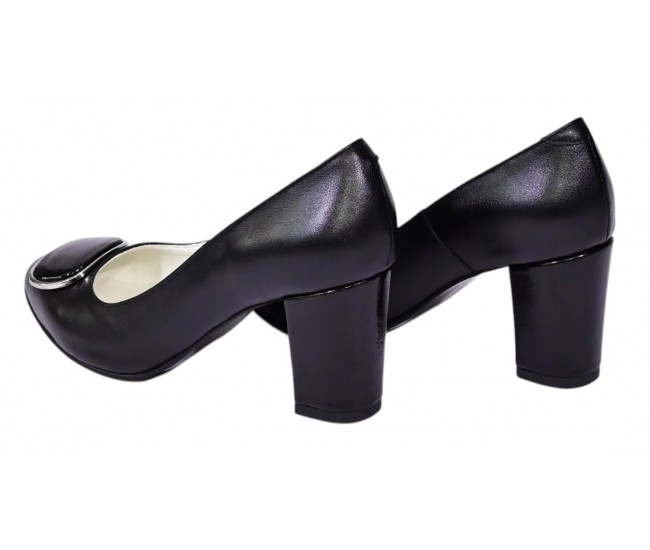Pantofi dama office eleganti din piele naturala cu toc de 7cm - Model Arinna Negru