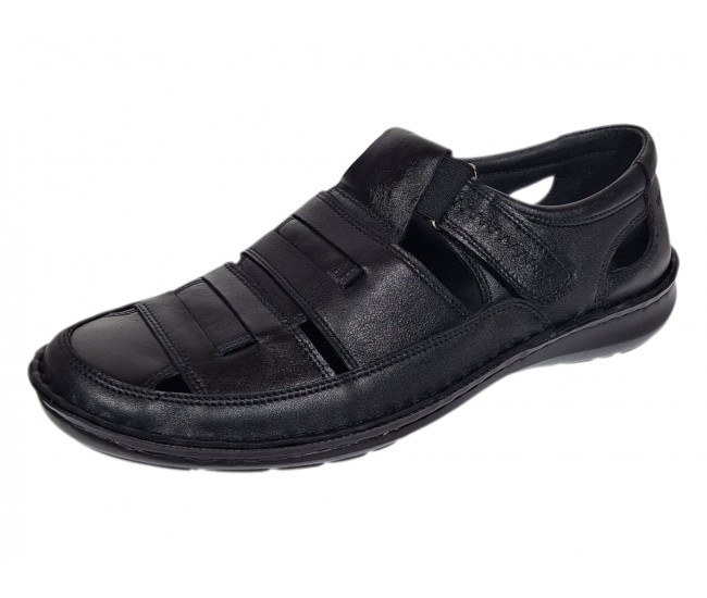 Sandale barbati casual din piele naturala Negru Box A280N