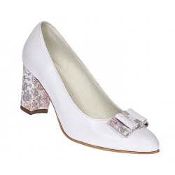 Pantofi dama eleganti din piele naturala box toc 7cm, Alb A41APF Pantofi dama eleganti din piele naturala box toc 7cm, Alb A41APF