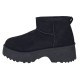 Cizme dama scurte din piele ecologica tip velur imblanite Urban Next Step A89BLACK