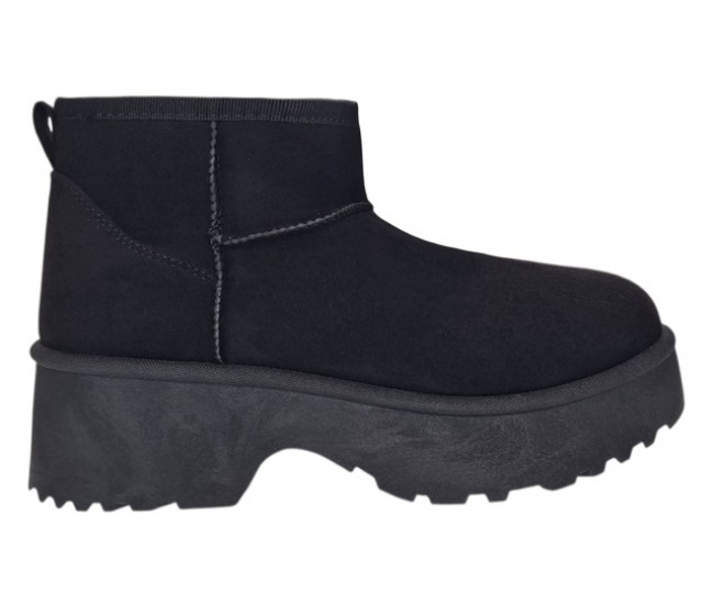 Ghete dama scurte din piele ecologica tip velur imblanite Urban Next Step A89BLK