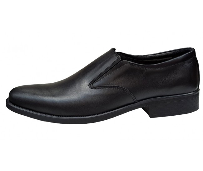 Pantofi barbati, eleganti, din piele naturala, cu elastic, Negru, ADY3NEL