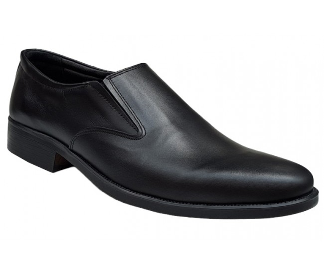Pantofi barbati, eleganti, din piele naturala, cu elastic, Negru, ADY3NEL