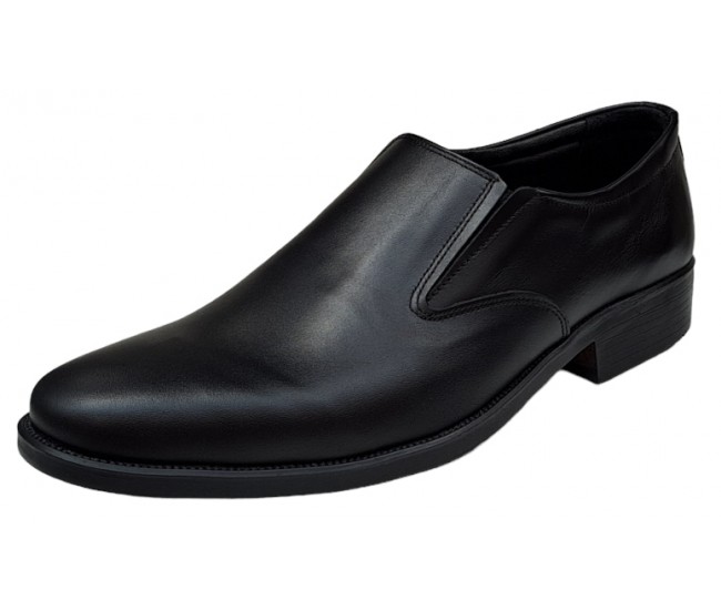 Pantofi barbati, eleganti, din piele naturala, cu elastic, Negru, ADY3NEL