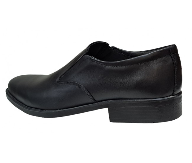 Pantofi barbati, eleganti, din piele naturala, cu elastic, Negru, ADY3NEL