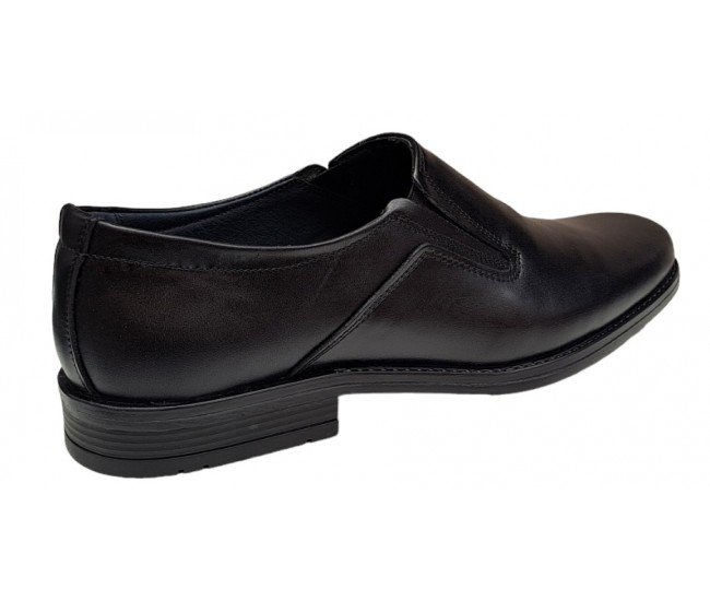 Pantofi barbati, eleganti, din piele naturala, cu elastic, Negru, ADYNEL