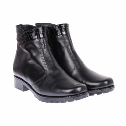 Ghete dama, casual, din piele naturala, cu fermoar, negre, imblanite - B4N Ghete dama, casual, din piele naturala, cu fermoar, negre, imblanite - B4N