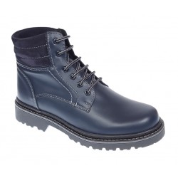 Bocanci barbati din piele naturala imblaniti, model iarna Cairo Bleumarin BOC330BLUE