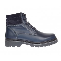 Bocanci barbati din piele naturala imblaniti, model iarna Cairo Bleumarin BOC330BLUE