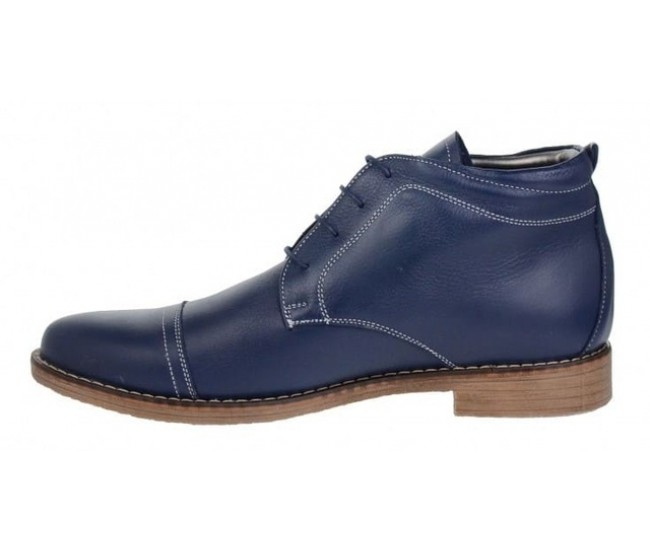 Ghete barbati din piele naturala, culoare bleumarin, imblanite, BOND1BLTPM