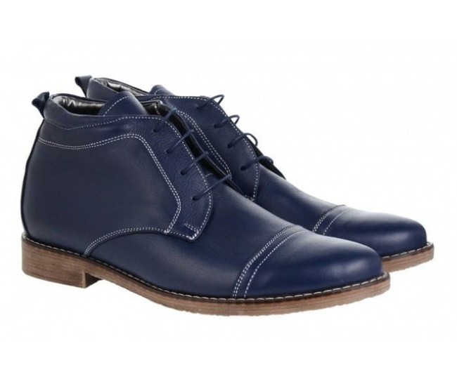Ghete barbati din piele naturala, culoare bleumarin, imblanite, BOND1BLTPM