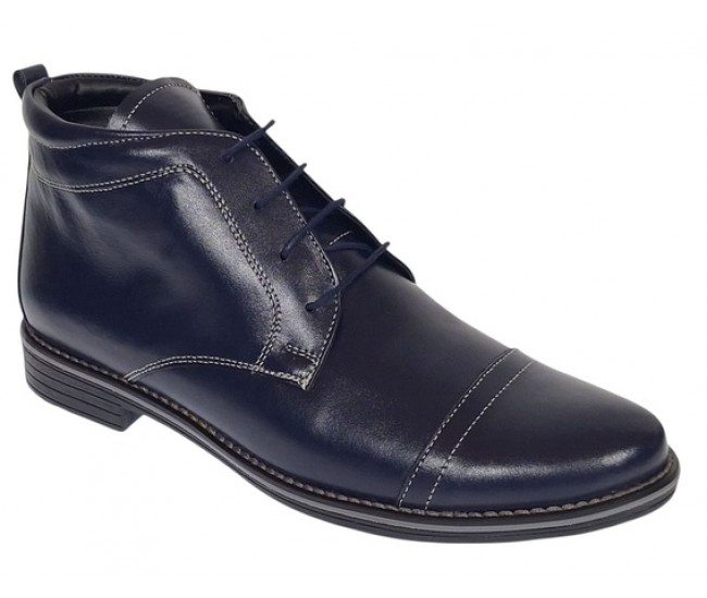 Ghete barbati casual din piele naturala imblanite Bleumarin BOND1BL