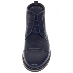 Ghete barbati casual din piele naturala imblanite Bleumarin BOND1BL