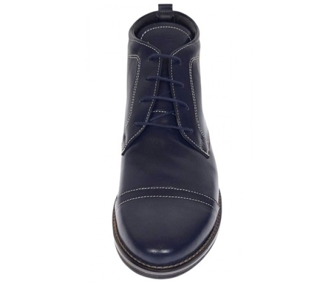 Ghete barbati casual din piele naturala imblanite Bleumarin BOND1BL