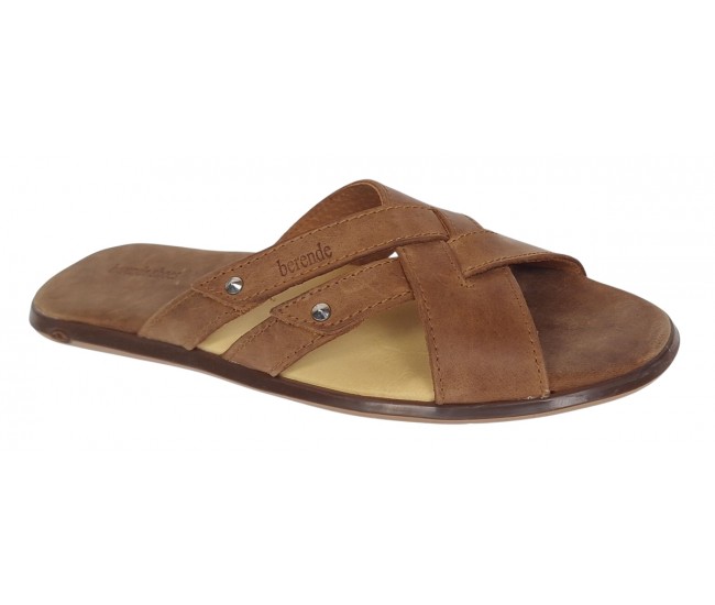 Papuci barbati din piele naturala maro bufu - BRD312MB