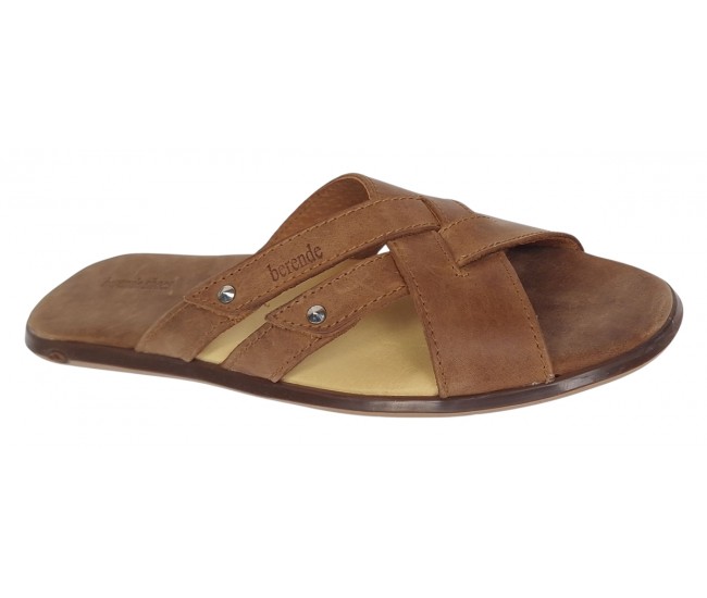 Papuci barbati din piele naturala maro bufu - BRD312MB