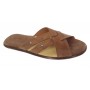 Papuci barbati din piele naturala maro bufu - BRD312MB