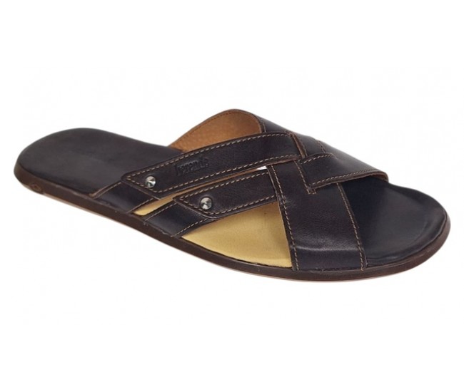 Papuci barbati din piele naturala maro bufu Marimea 44 BRD312MI