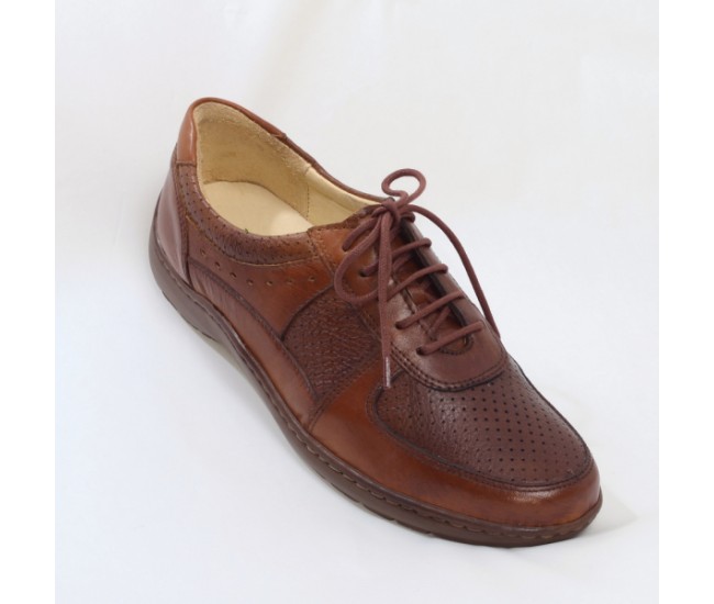 Pantofi dama medicali din piele naturala maro, ultra confort - Orto MED LINE , BRD445M