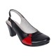 Pantofi dama eleganti slingback negru-rosu cu toc gros – design modern si confort 
