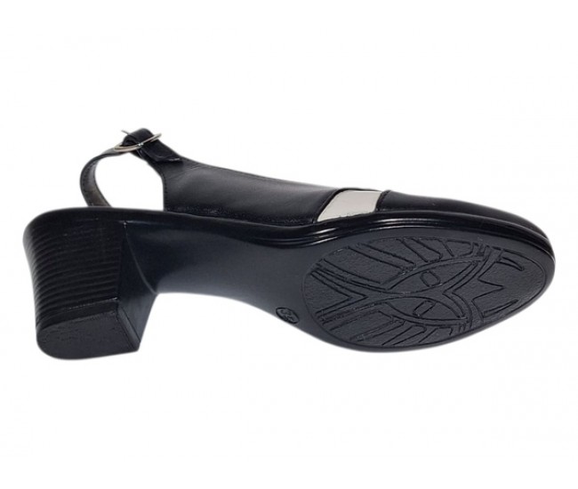Pantofi dama eleganti decupati negru-alb cu toc – design modern din piele naturala BVS35LA