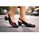 Pantofi dama eleganti decupati negru-rosu cu toc – design modern din piele naturala BVS35LR