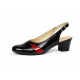 Pantofi dama eleganti decupati negru-rosu cu toc – design modern din piele naturala BVS35LR