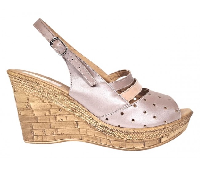 Sandale dama din piele naturala cu platforme de 8.5 cm Nude BVS46NUDL