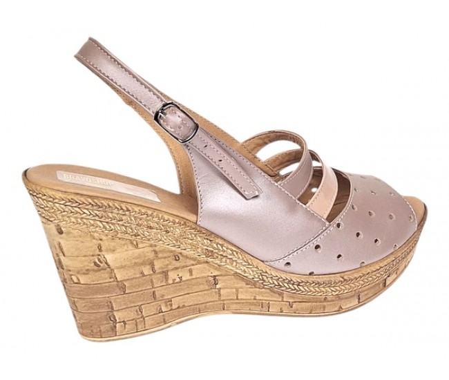 Sandale dama din piele naturala cu platforme de 8.5 cm Nude BVS46NUDL