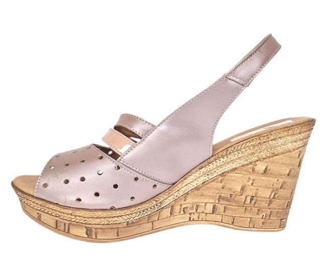 Sandale dama din piele naturala cu platforme de 8.5 cm Nude BVS46NUDL