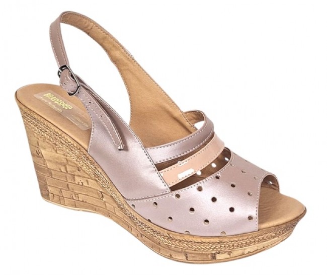 Sandale dama din piele naturala cu platforme de 8.5 cm Nude BVS46NUDL