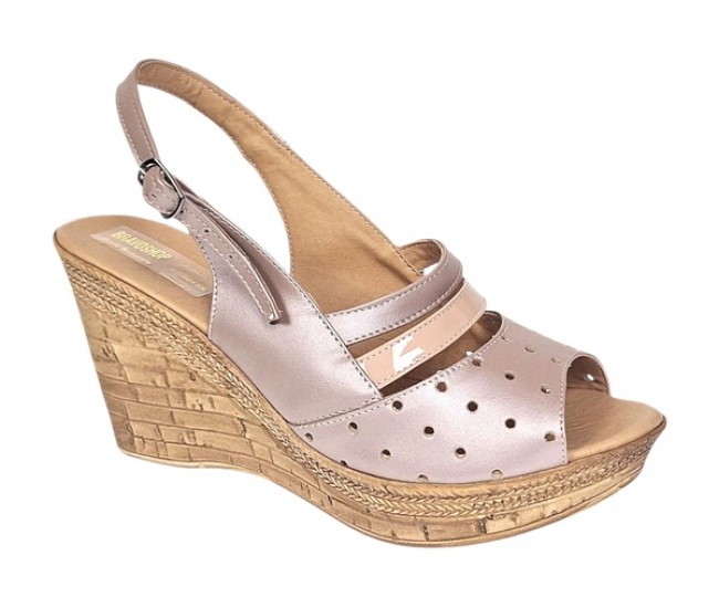 Sandale dama din piele naturala cu platforme de 8.5 cm Nude BVS46NUDL